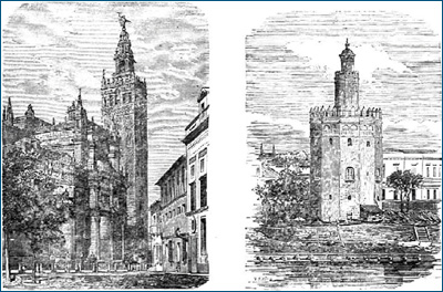 Dibujos de la Giralda y la Torre del Oro. 1860.
