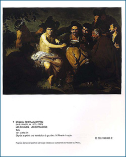 “Los Borrachos ó el Triunfo de Baco”. Lienzo. Catálogo de la casa de subastas Tajan de París. Lote nº 7, página 11. Martes 14 de diciembre de 2004.